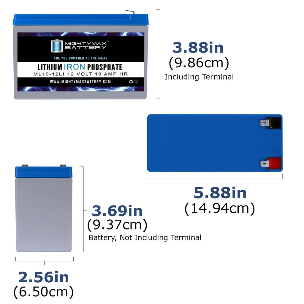 12V 10AH Lithium Replacement Battery Compatible with Marcum VSize385 C - 3 Pack