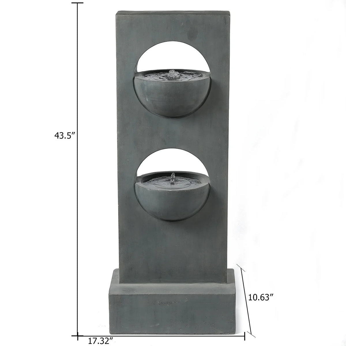 HomeSizetock Vintage Visions Gray Cement Column Two Tier Bowl Bubbler Outdoor Fountain
