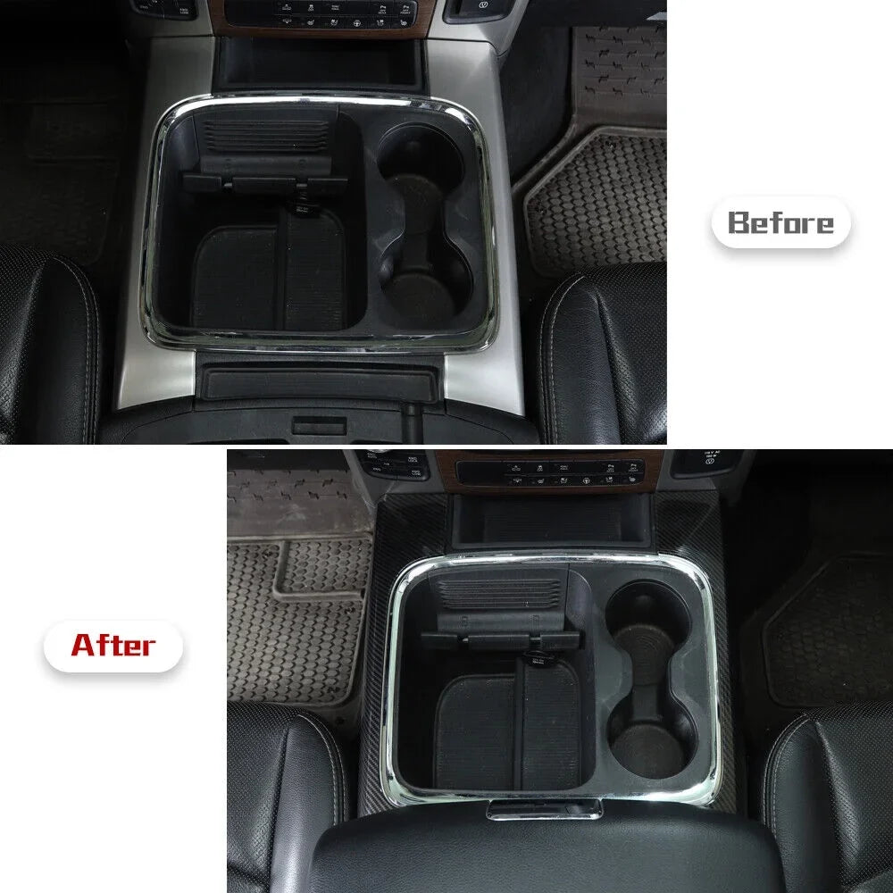 Teledu Front Cup Holder Sizeide Panel Cover Trim Carbon Fiber