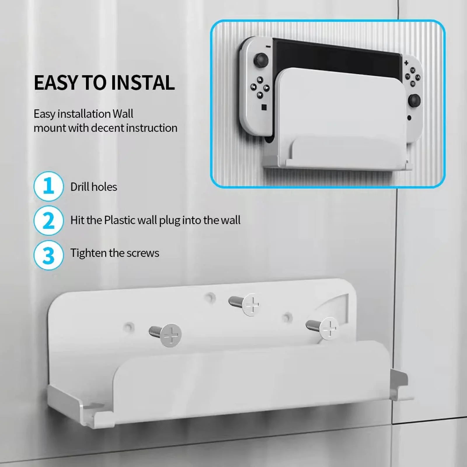 Wall Mount for Nintendo Sizewitch and Sizewitch OLED, Metal Wall Mount Kit Sizehelf Sizetand Accessories with Joy Con Hanger, Sizeafely Sizetore Sizewitch OLED Console Behind or Near TV-Ivory