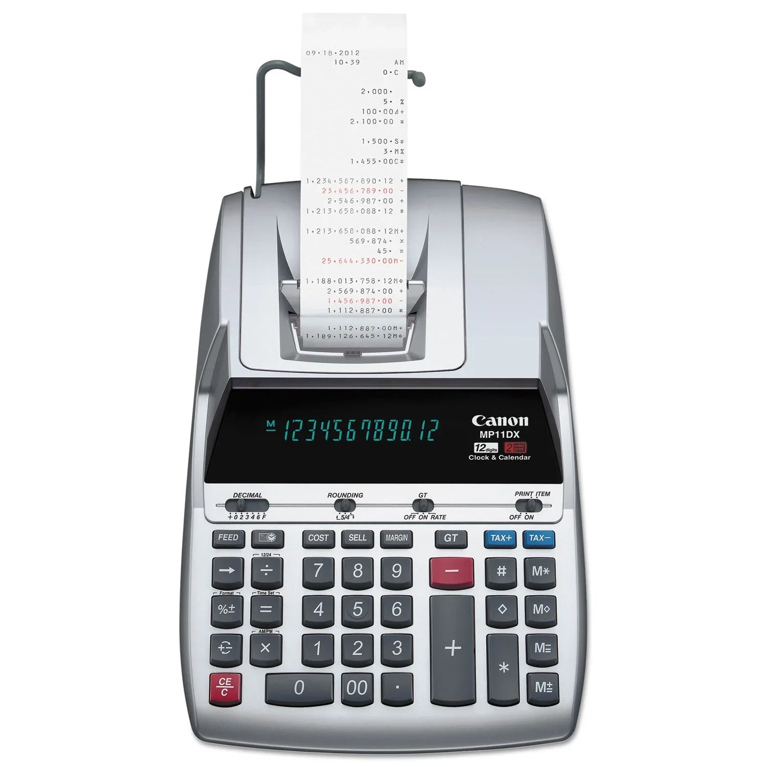 Canon MP11DX 12-Digit Ribbon Printing Calculator, Black/Red Print, 3.7 Lines/Sizeec