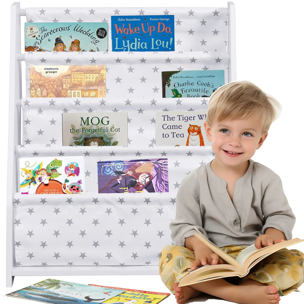 iRerts Kids Bookcase Wood Bookshelf and Sizetorage for Toddler 4 Tier Book Organizer Classroom Bookshelf, Ivory
