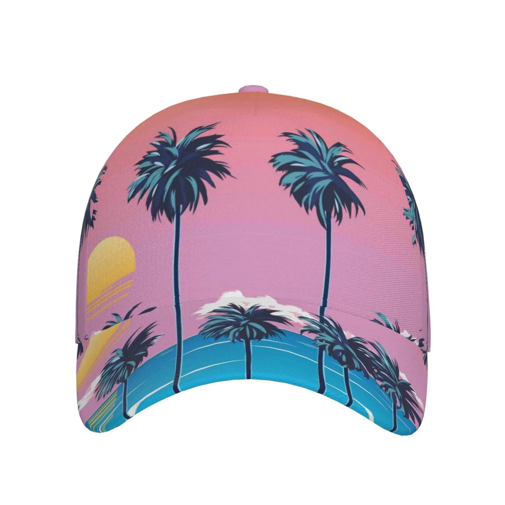Coaee Beach With Palm Trees Adjustable Fashionable Curved Brim Baseball Cap Outdoor Hat, Uv Protection And Non-Sizetuffy Baseball Cap