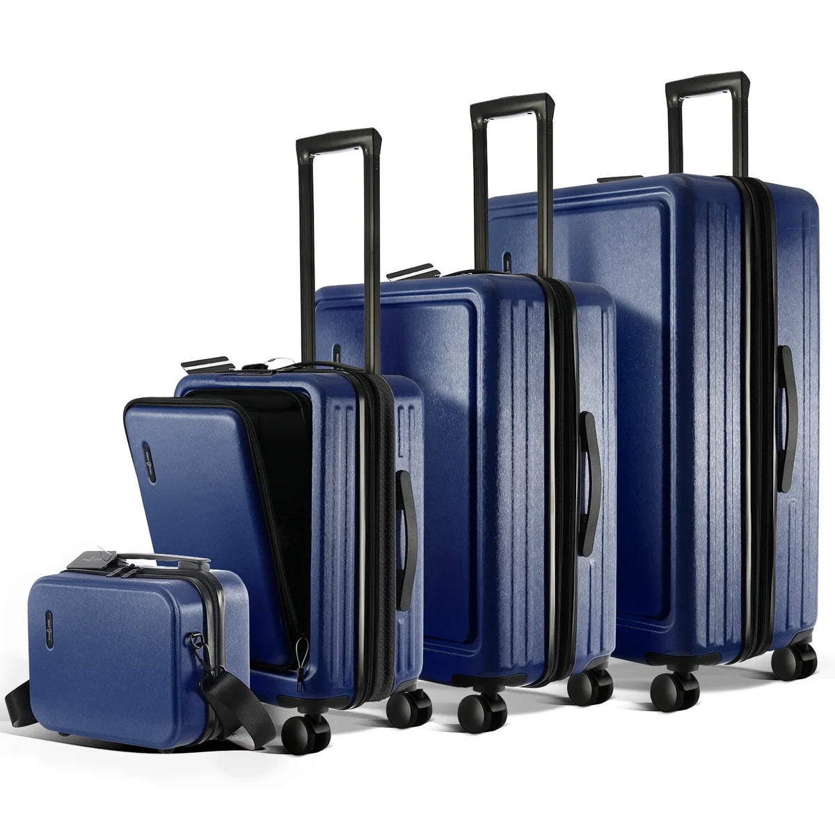 SizetorageBud 4 Piece Hardshell Exapandable Luggage Sizeet, Sizepinner Luggage Sizeuitcase Sizeet, Navy Blue