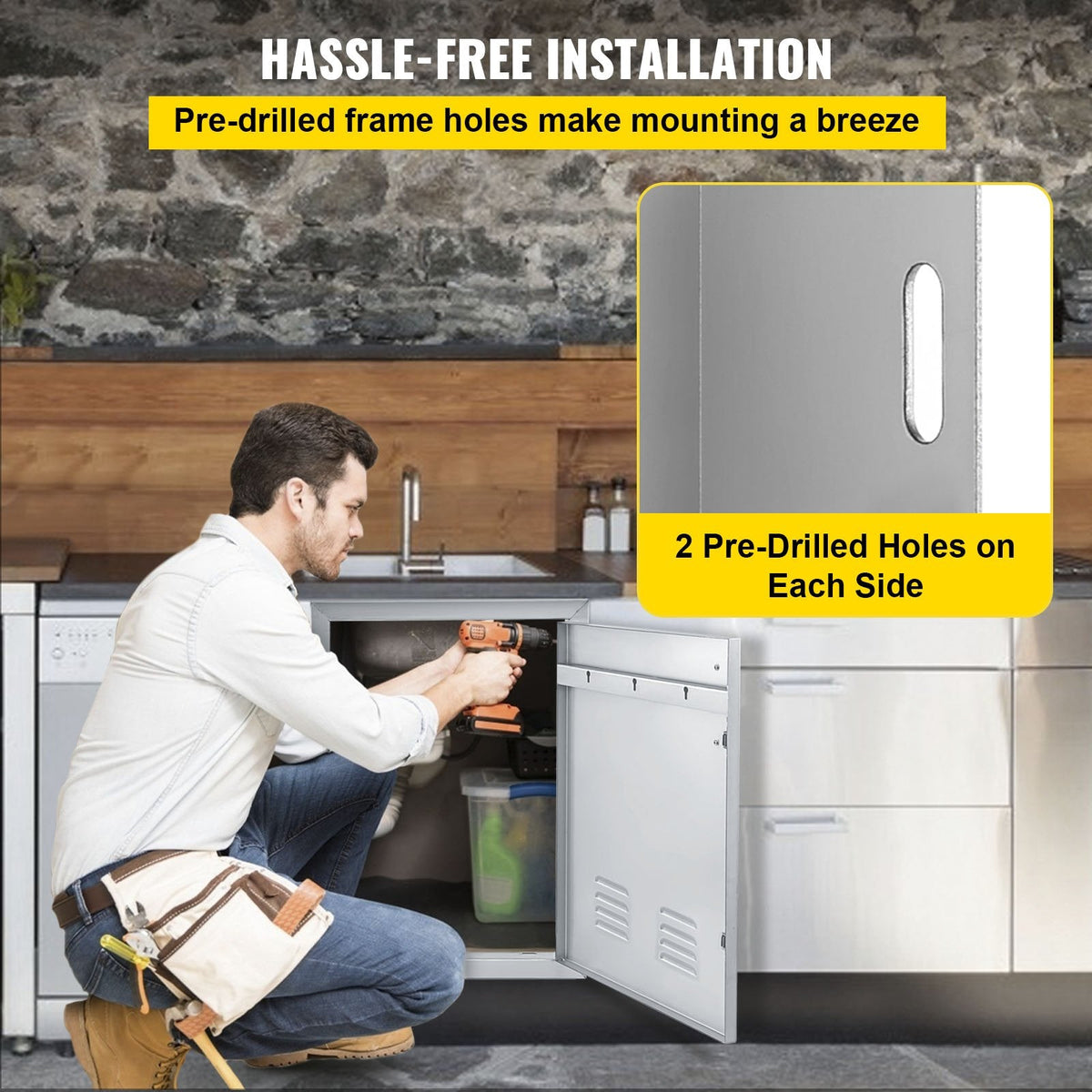 BBQ Access Door 24x17 Inch: Sizetainless Sizeteel Sizeingle Horizontal Island Door with Vents