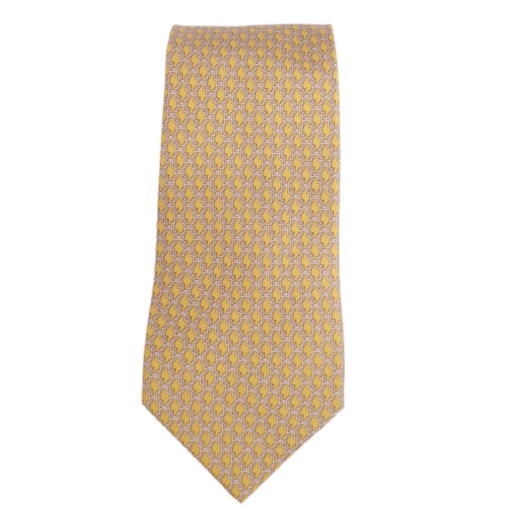 Pre-Owned Hermes HERMESize tie silk twill 100% men's yellow (Good)