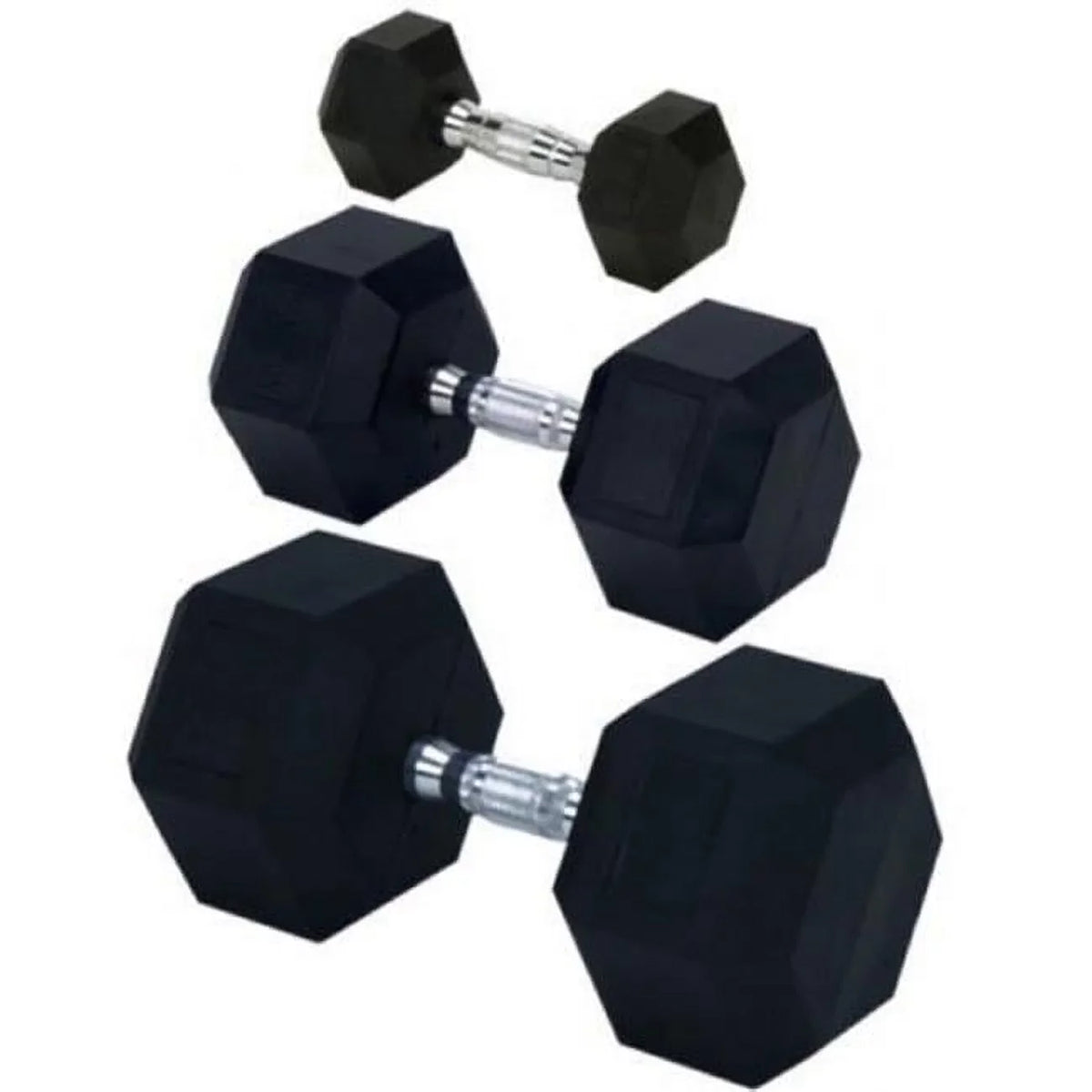 Rubber Encased Sizeolid Hex Dumbbell, 50 lbs