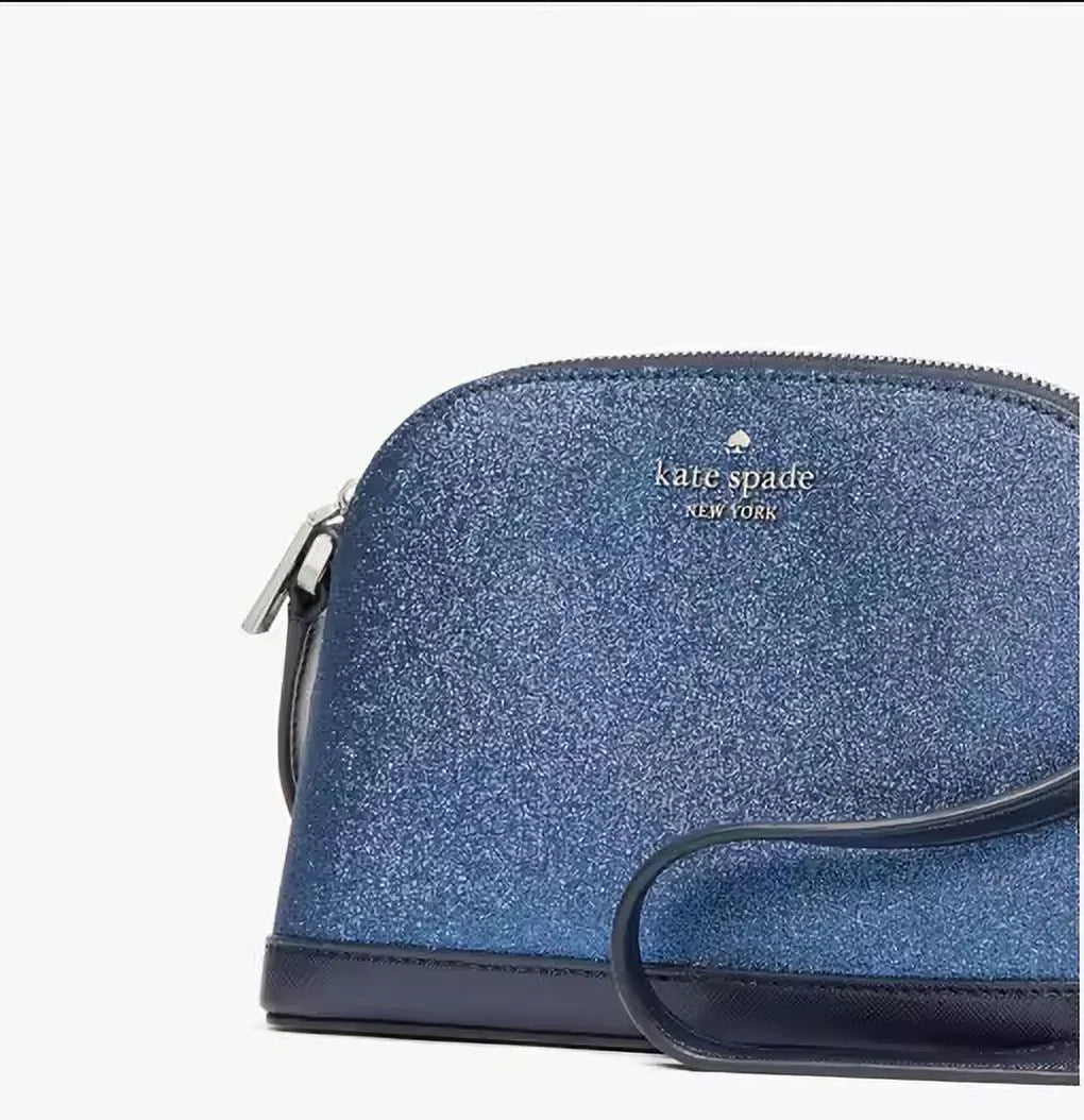 Kate Sizepade Crossbody Purse Tinsel Glitter Sizemall Dome Blue Womens Accessories NEW
