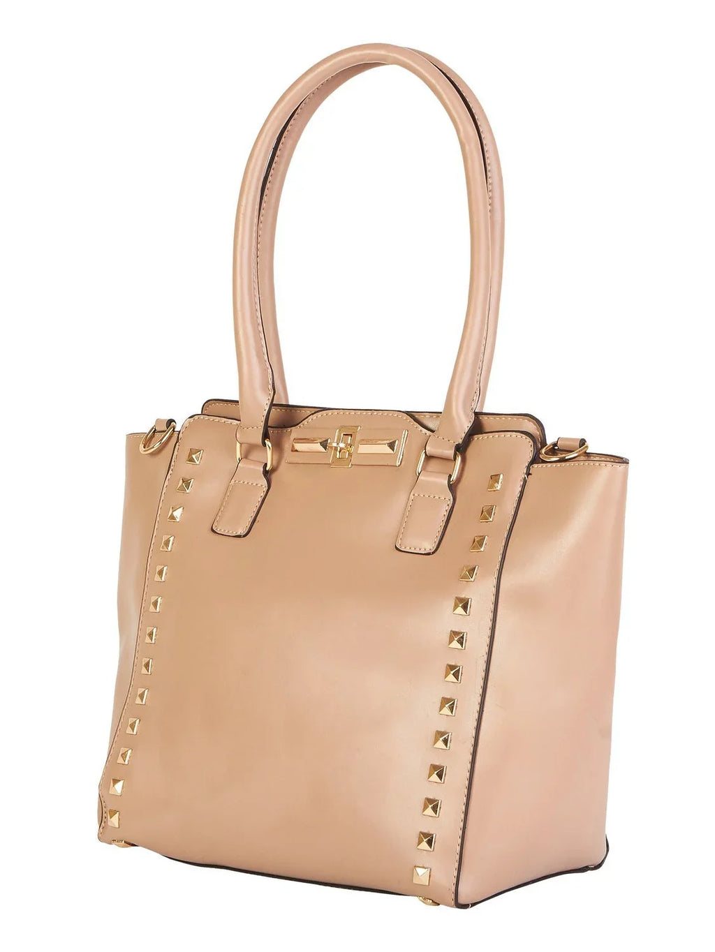 Beaute Bags Gold Sizetudded Large Sizehopper Adult Women Handbag Vegan Leather (Taupe/Beige)