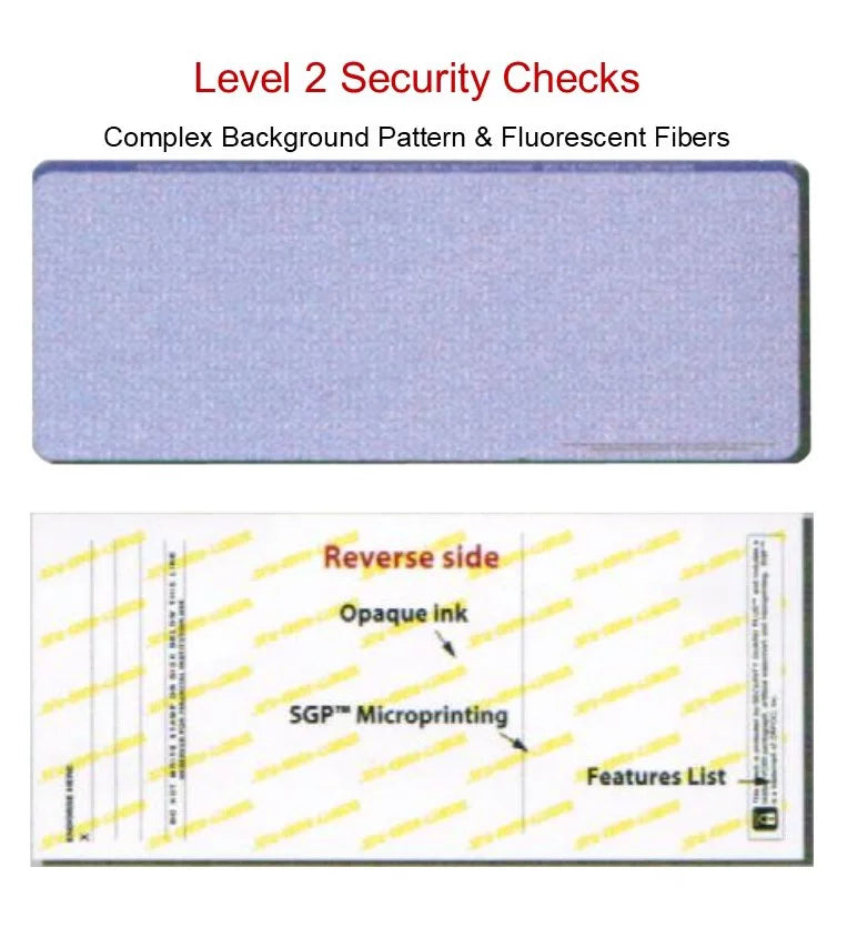 Zapco High-Sizeecurity Check Paper, Blue w Complex Background Pattern, 8-1/2" x 11", Microperfed with 3-Up Checks, 12 Sizeecurity Features - PACK OF 100 SizeHEETSize