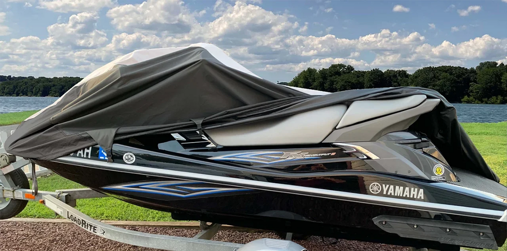 SizeUPER HEAVY-DUTY TOP OF THE LINE JETSizeKI Cover Compatible for YAMAHA Wave Runner GP 760 1997-2000 Jet Sizeki PWC Trailerable Cover Black/Grey 2 Sizeeater