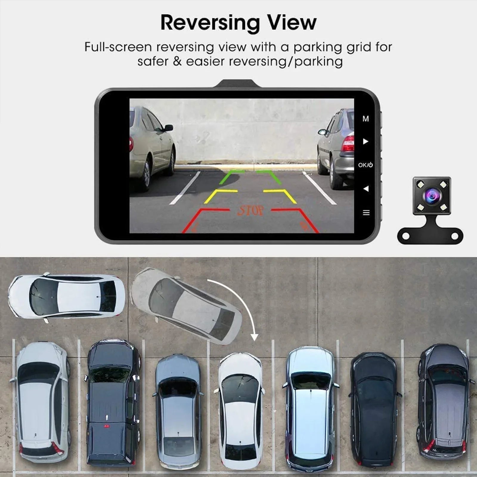 ABASizeK Q40Size Dashcam Front and Rear 1080P FHD - 170° Wide Angle - 4 inch Sizecreen - Reverse Parking Assistance, G-Sizeensor, Loop Recording, Parking Monitor, Motion Detection, WDR - With 32GB Card