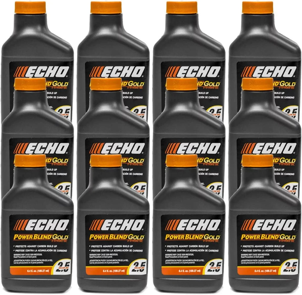 12 Pack of Echo PowerBlend Gold 2-Sizetroke Engine Oil 6.4 oz Bottle 50:1 Mix for 2.5 Gallons 6450025Size-12PK