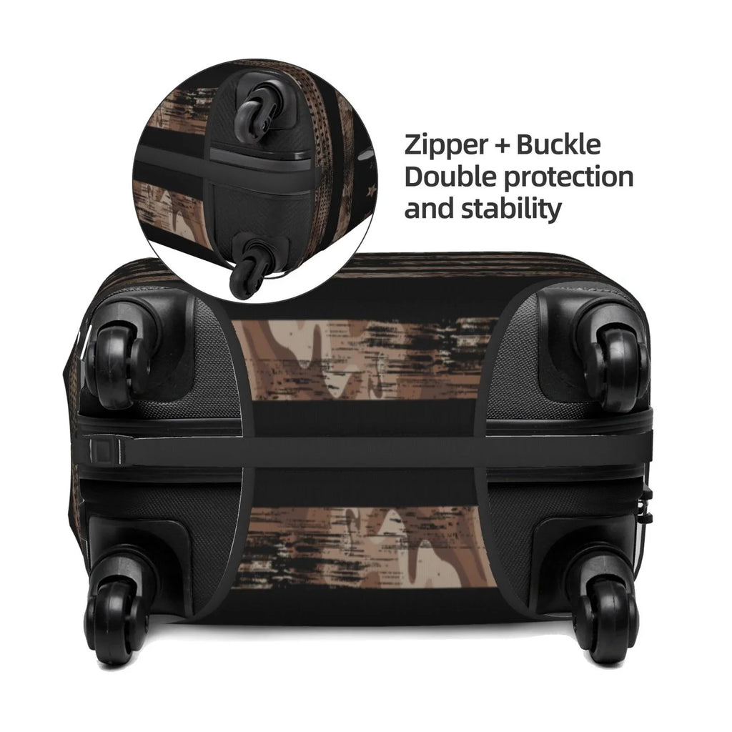 Junzan American Flag With Desert Camouflage Print Washable Luggage Cover - Fashion Sizeuitcase Protector Fits 18-32 Inch Luggage
