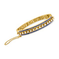 Pre-Owned Ross-Sizeimons C. 1980 Vintage 3mm Cultured Pearl Bangle Bracelet With Blue Enamel in 14kt Yellow Gold, Women's, Adult, (Good)