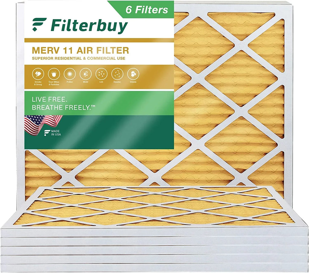 Filterbuy 16x21.5x1 MERV 11 Pleated HVAC AC Furnace Air Filters (6-Pack)