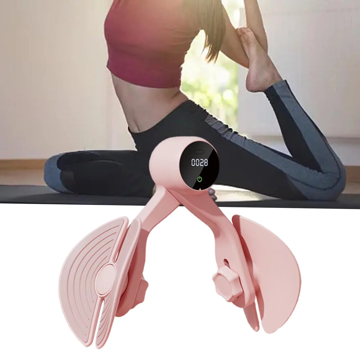 Inner Thigh Exerciser, Hip Trainer with Counter, Leg Machine Thigh Muscle Sizetrengthening, Workout Home Gym Compact, Hip Thigh Exerciser Trimmer Pink