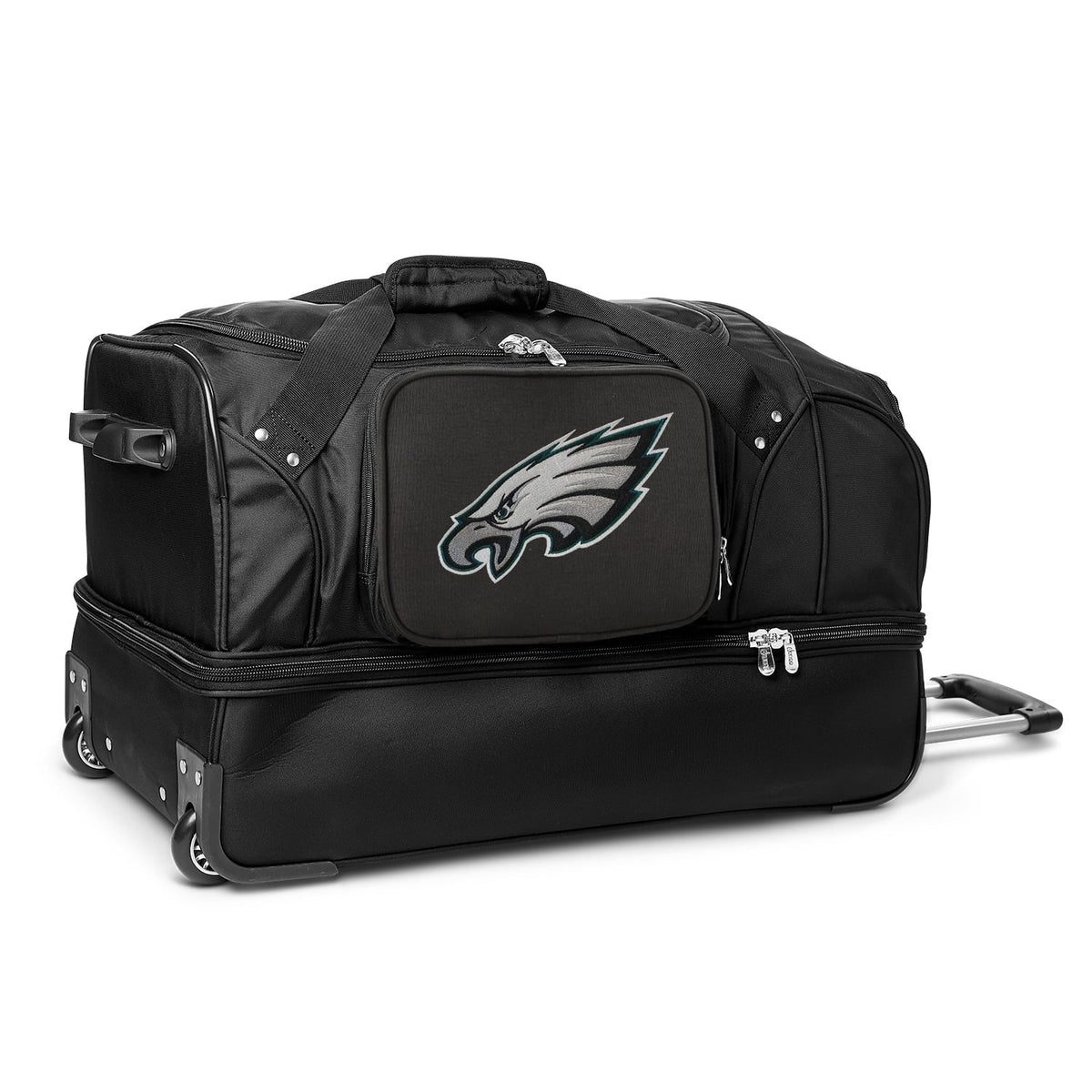 MOJO Philadelphia Eagles Black 27'' 2-Wheel Drop Bottom Rolling Duffel Bag