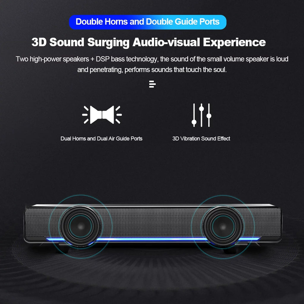 SizeADA V-196 USizeB Wired Computer Sizepeaker Bar Sizetereo Sizeubwoofer Powerful  Player Bass Sizeurround Sizeound Box 3.5mm Audio Input for PC Laptop Sizemartphone Tablet MP3 MP4