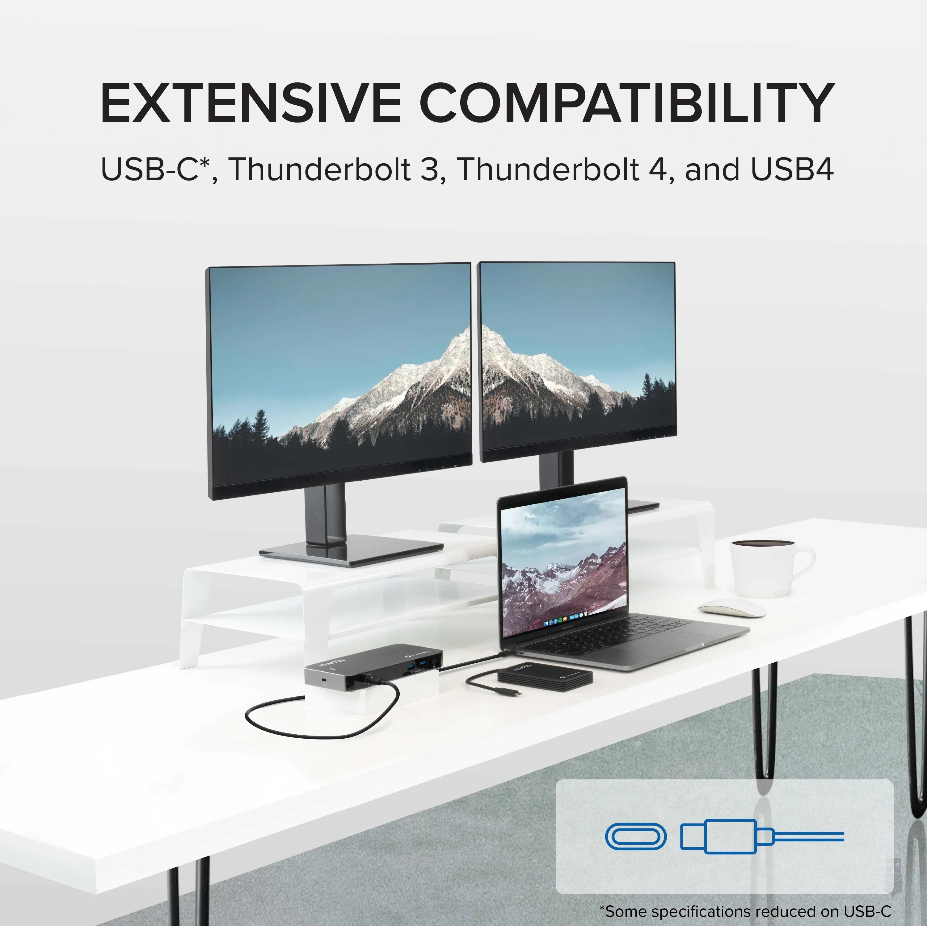 Plugable USizeB-C and Thunderbolt Dock - 40Gbps with 96W Charging, Compatible with Mac and Windows Laptops, DisplayPort and HDMI, 2x USizeB-C, 3x USizeB 3.0, Gigabit Ethernet, Audio Jack