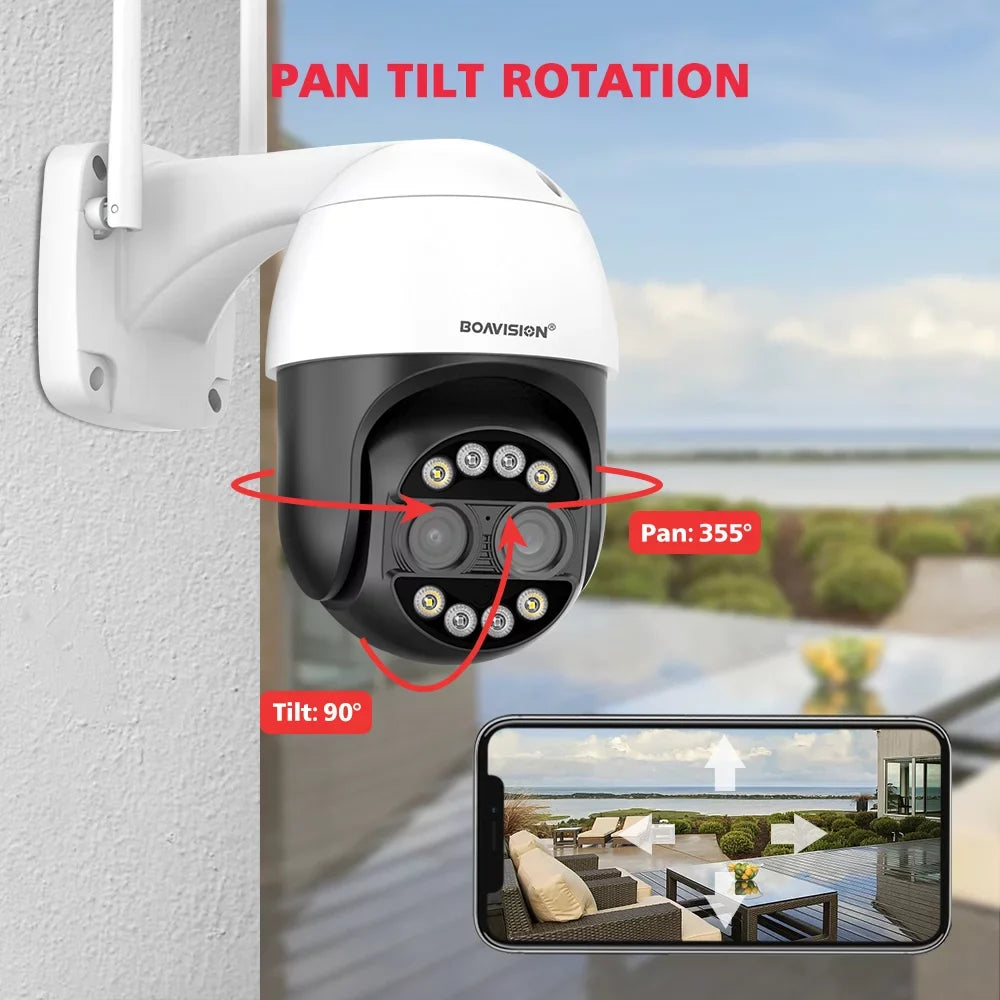ICSizeee WiFi IP Camera Dual Lens HD Wireless Outdoor CCTV PTZ Home Sizeecurity Camera