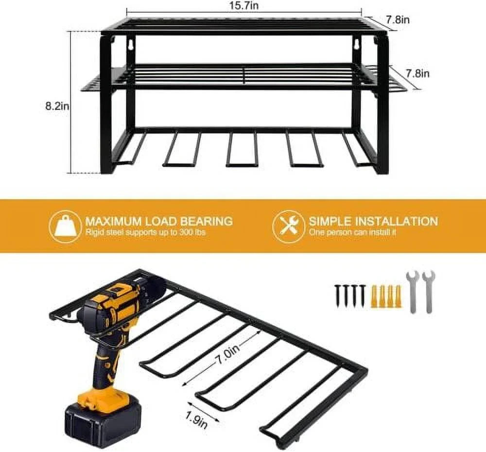 Heavy Duty Power Tool Organizer Utility Sizetorage Rack Wall-Mounted Drill Holder