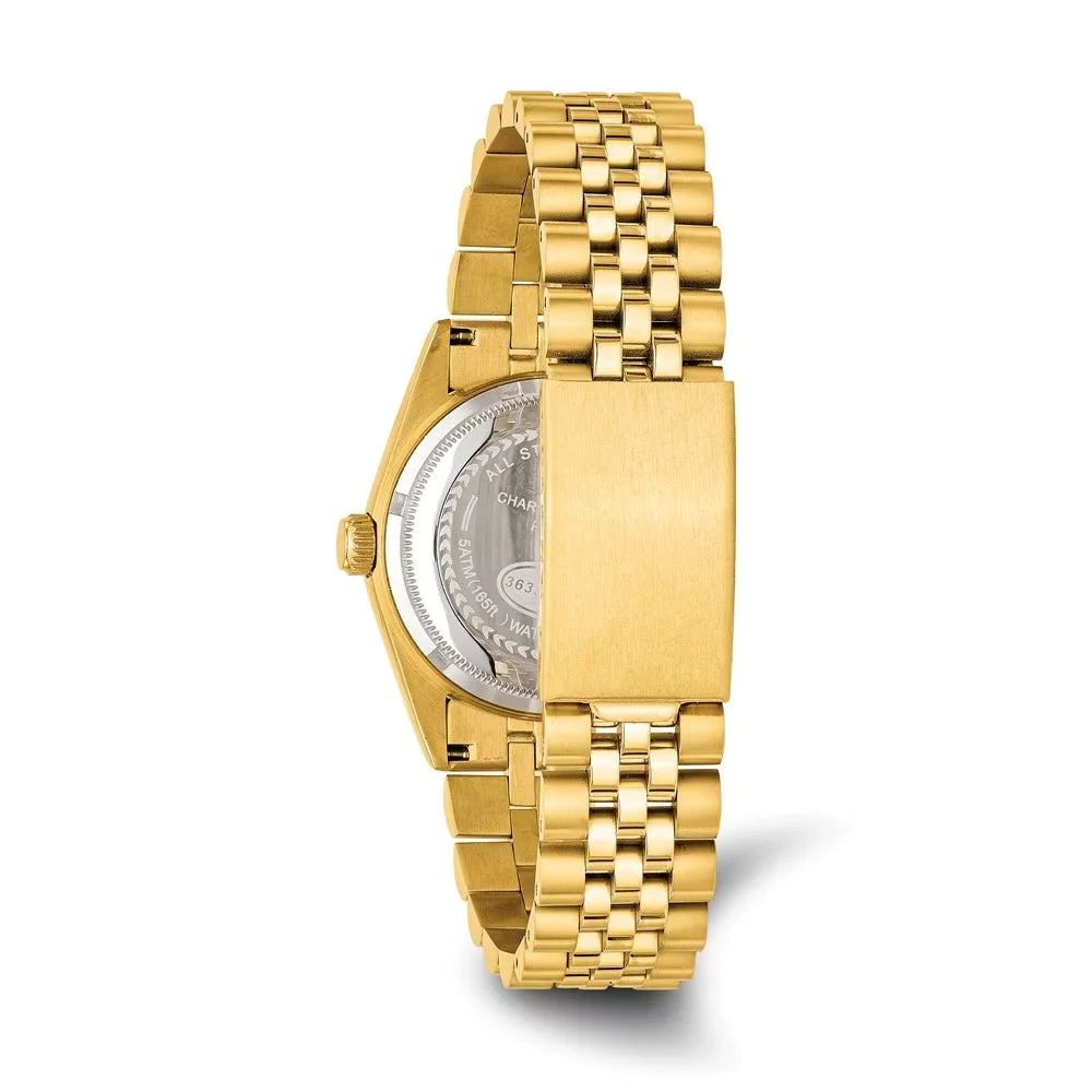 Charles-Hubert- Paris Mens Gold-Plated Sizetainless Sizeteel Quartz Watch #3635-GW