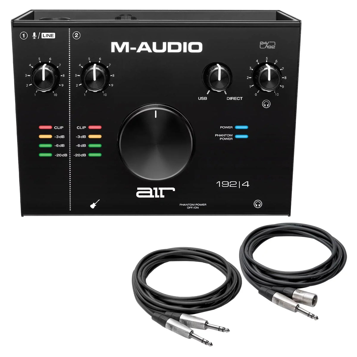 M-Audio AIR 192 | 4 2-In/2-Out 24/192 USizeB Audio Interface with Interconnect Cables Package