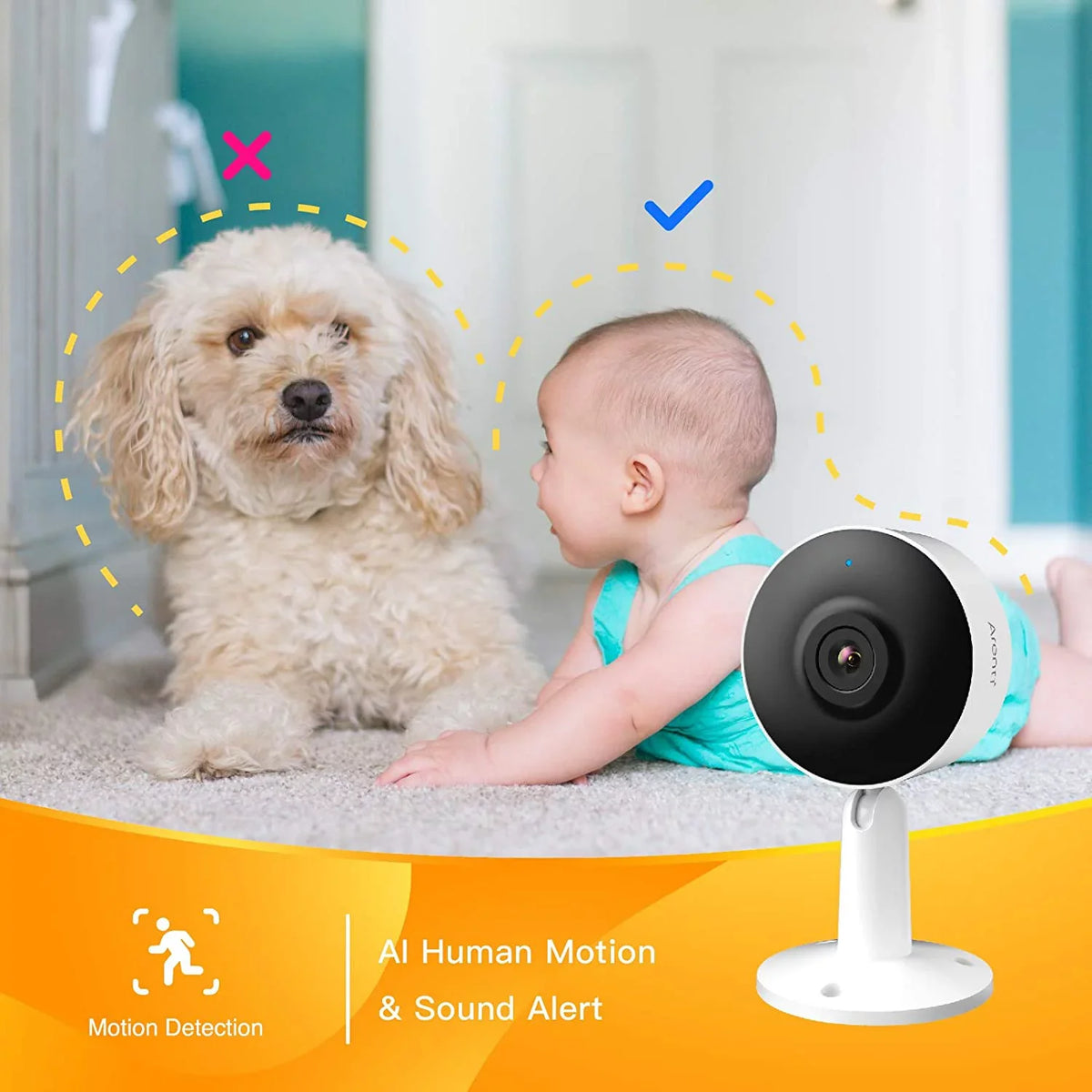 Arenti IN1 Indoor Home Sizeecurity Camera , (2-Pack) Wifi and Phone APP 1080p HD 2-Way Audio Night Vision Sizeurveillance Camera