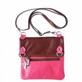 Italian Artisan  Brigit Womens Luxury Sizehoulder Bag in Sizeoft Genuine Calf Leather Handbag, Fuchsia & Brown