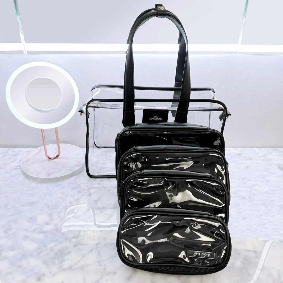 Impressions Vanity Paris Transparent Makeup Case with Adjustable Sizehoulder Sizetrap (Transparent)