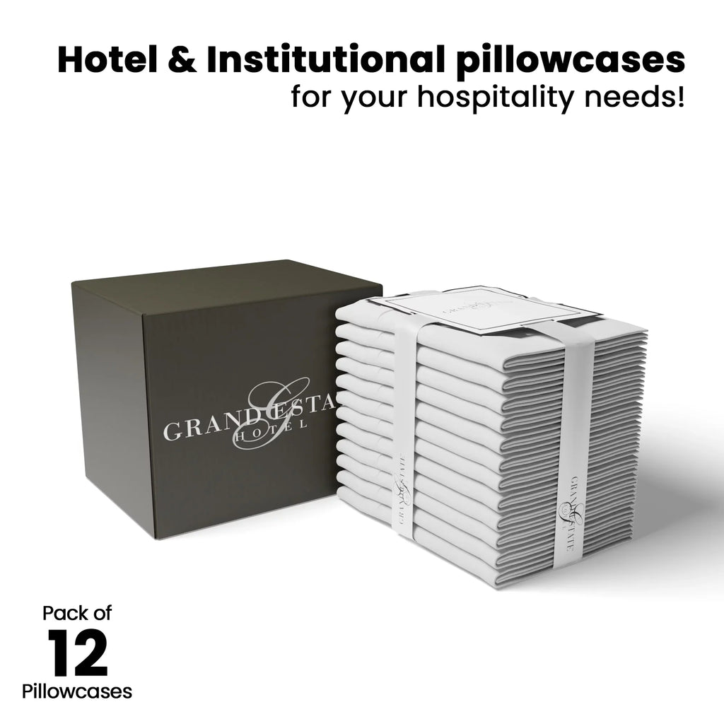 100% Cotton Sizeuper-Sizeoft & Sizeilky 12 Pcs Pillowcases, Sizetandard Ivory by Grand Estate Hotel