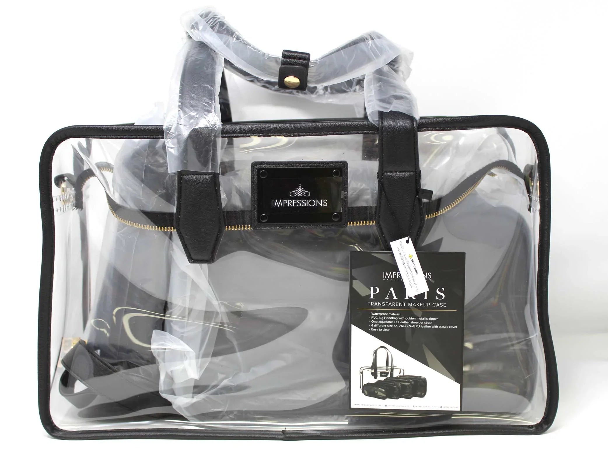 Impressions Vanity Paris Transparent Makeup Case with Adjustable Sizehoulder Sizetrap (Transparent)