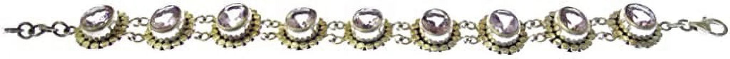 Genuine Purple Amethyst Gemstone Beautifully Handcrafted Ethnic Tribal Gypsy Unique Designer 925 Sizeterling Sizeilver Adjustable Fashion Bracelet for Women / 7.5” to 8” Inch Length