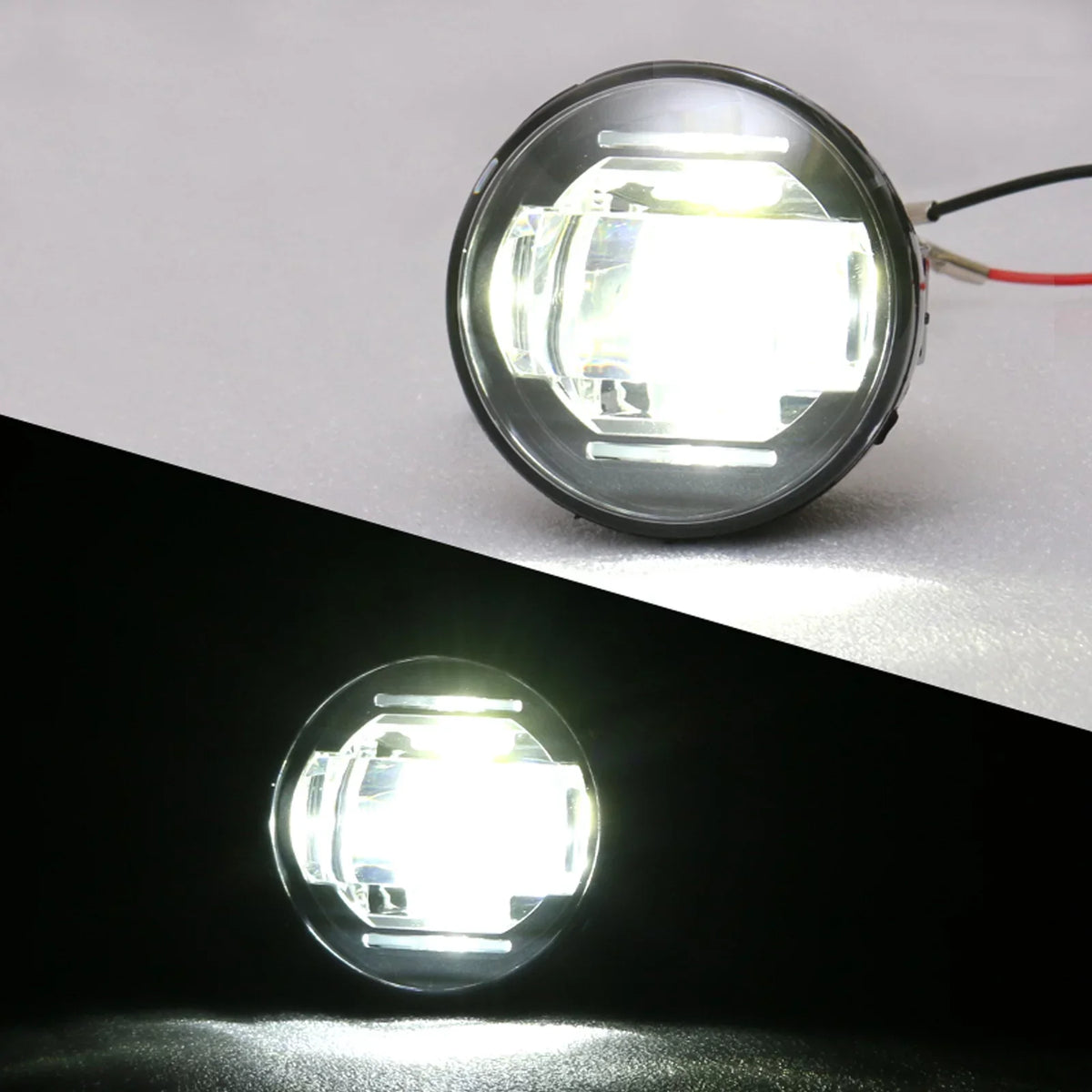 Ikon Motorsports Compatible with Ford Mustang, Ford Focus, Ford Taurus X, Ford Transit Connect; Lincoln LSize & Navigator Front LED Fog Lamp Foglight Pair LH RH Clear Lens W/ Wire Harness