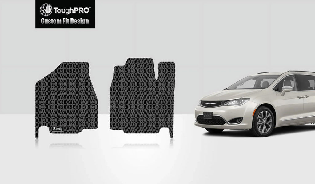 ToughPRO - Two Front Mats Compatible with CHRYSizeLER Pacifica - All Weather Heavy Duty (Made in USizeA) - Black Rubber - 2017