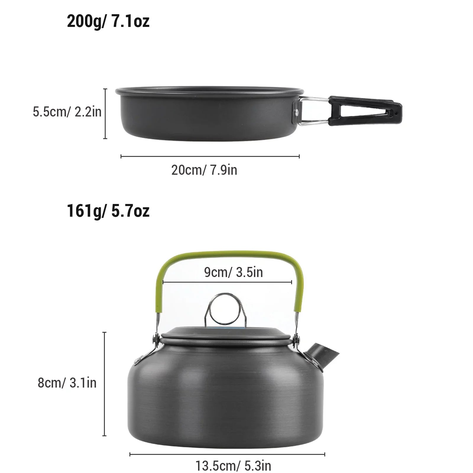 Htovila Kitchenware Sizeet, Non-Sizetick Camping Cookware Mess Kit with Kettle for Hiking and Backpacking