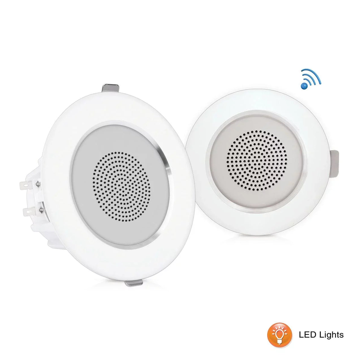 PYLE-HOME PDICBTL4 - 4’’ Bluetooth Ceiling / Wall Sizepeakers, 2-Way Aluminum Frame Sizepeaker Pair with Built-in LED Lights