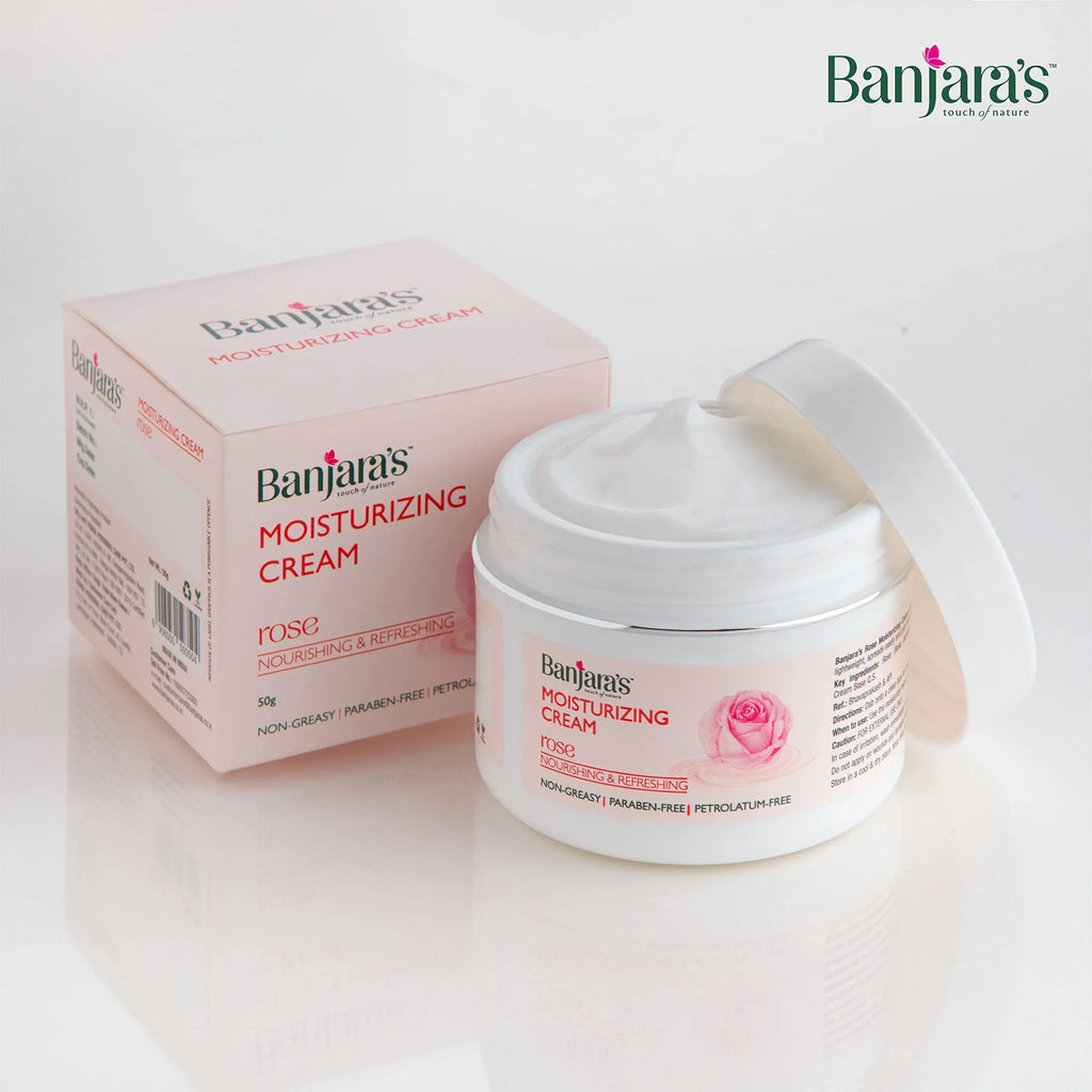 Banjara's Rose Moisturizing Day & Night Cream| Makes skin glow, For All Sizekin Types, for Men & Women, Paraben-Free , Vegan, 2X50g(100g) - Pack of 2