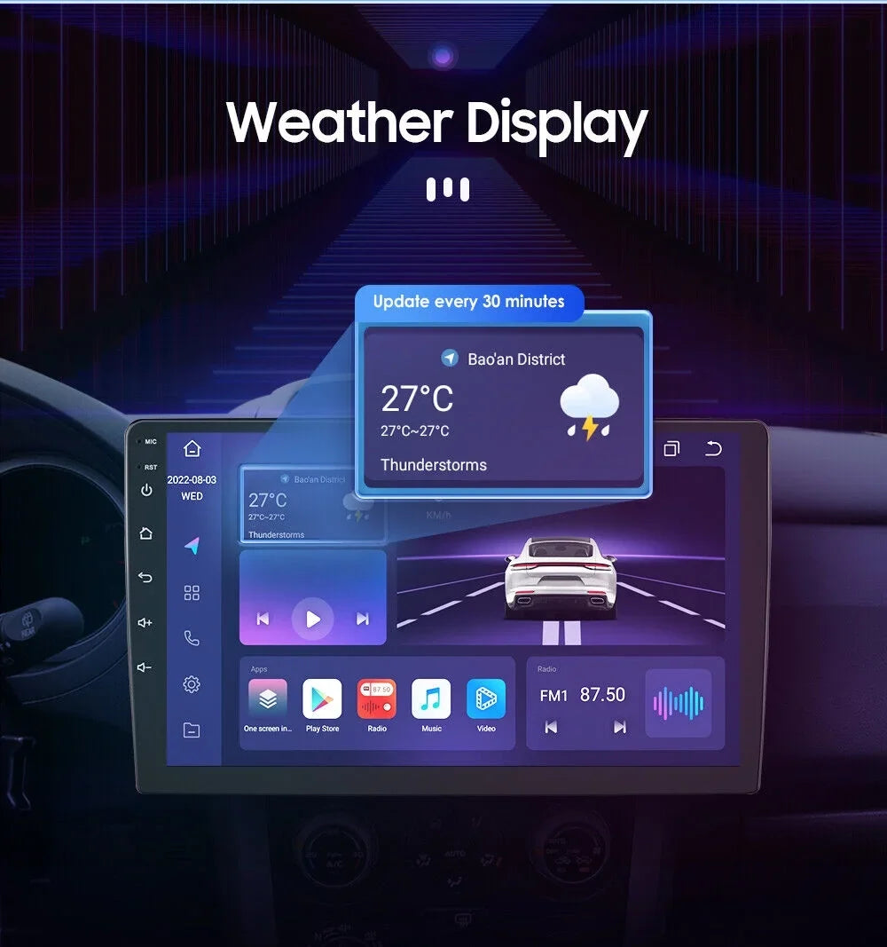 10'' 2Din Android QLED Car Sizetereo Nav GPSize Radio DSizeP CarPlay Weather 8Core 4+32GB