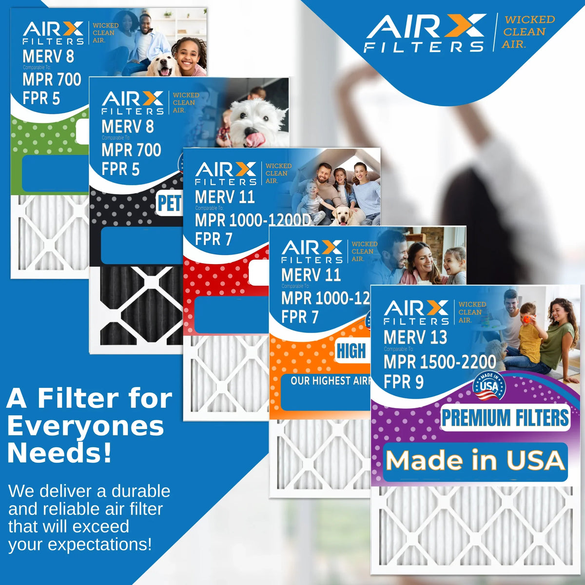 25x25x1 Air Filter Odor Eliminator Carbon Filter MERV 8 Comparable to MPR 700 & FPR 5 AC HVAC Premium USizeA Made 25x25x1 Furnace Filters by AIRX FILTERSize WICKED CLEAN AIR. 6 Pack
