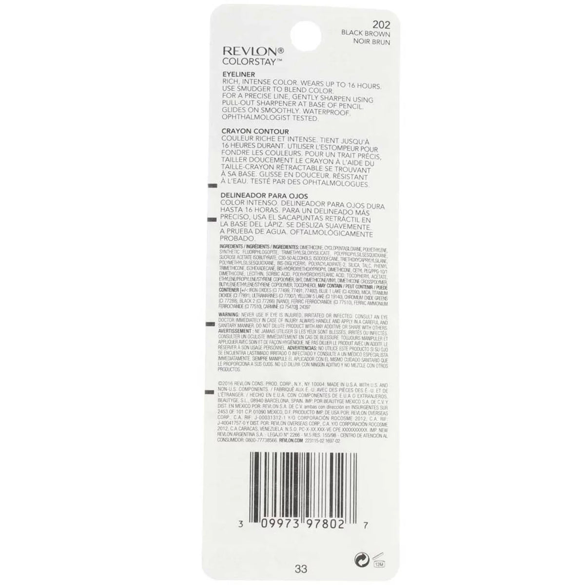 Revlon ColorSizetay Eyeliner Pencil, Black Brown [202], 0.01 oz (Pack of 6)