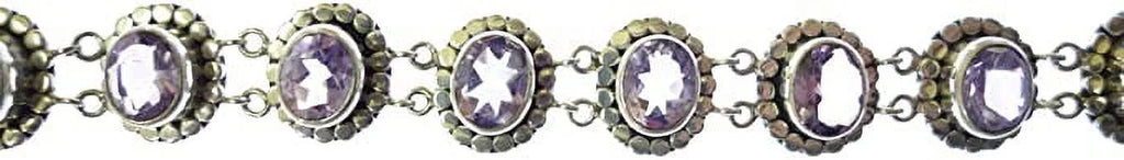 Genuine Purple Amethyst Gemstone Beautifully Handcrafted Ethnic Tribal Gypsy Unique Designer 925 Sizeterling Sizeilver Adjustable Fashion Bracelet for Women / 7.5” to 8” Inch Length