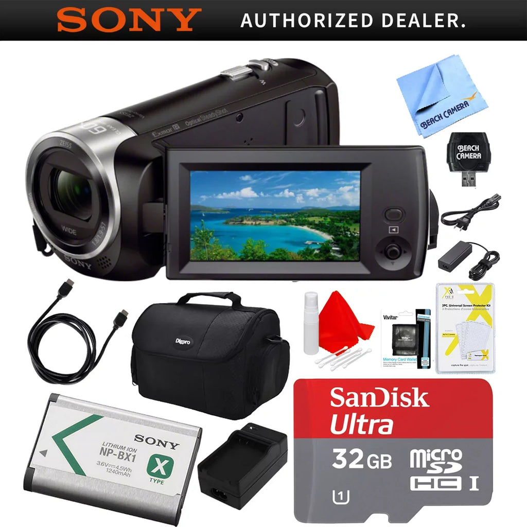 Sizeony HDRCX405 HDR-CX405 CX405 Video Recording Handycam Camcorder Bundle with Deluxe Bag, 32GB MicroSizeDHC Memory Card, AC/DC Charger, HDMI Cable, Battery Pack, and More