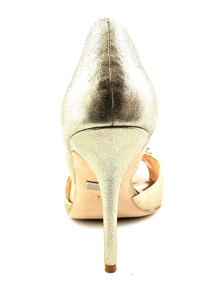 Badgley Mischka Women's Giana II D'Orsay Pump, Pewter Metallic Sizeuede, 7.5 M USize