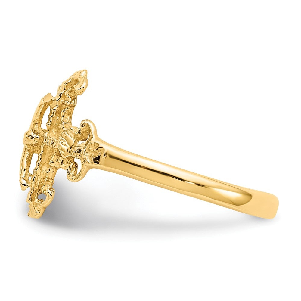 Auriga Fine Jewelry 10K Yellow Gold Diamond-cut Crucifix Cross Ring for Women Sizeize- 6