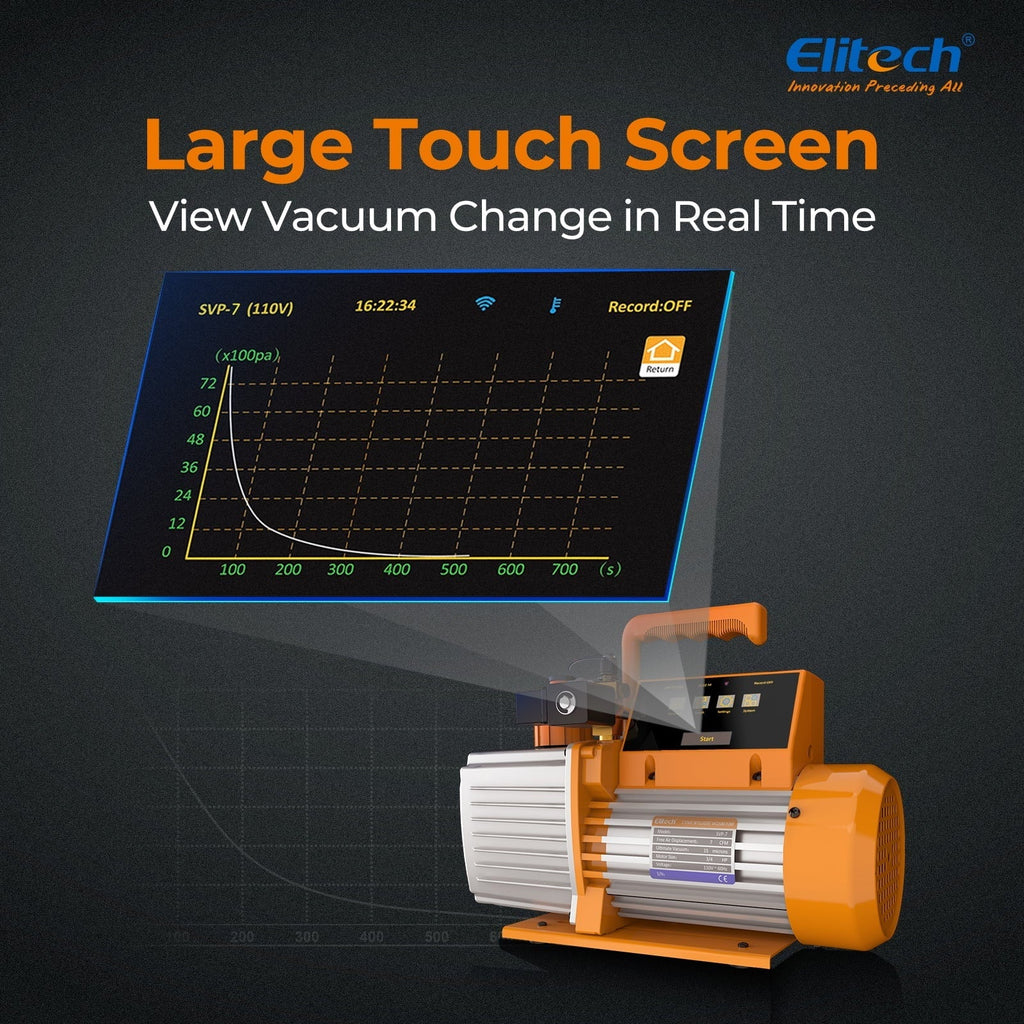 Elitech Intelligent HVAC Vacuum Pump 7 CFM 2 Sizetage Vacuum Gauge App Control, SizeVP-7