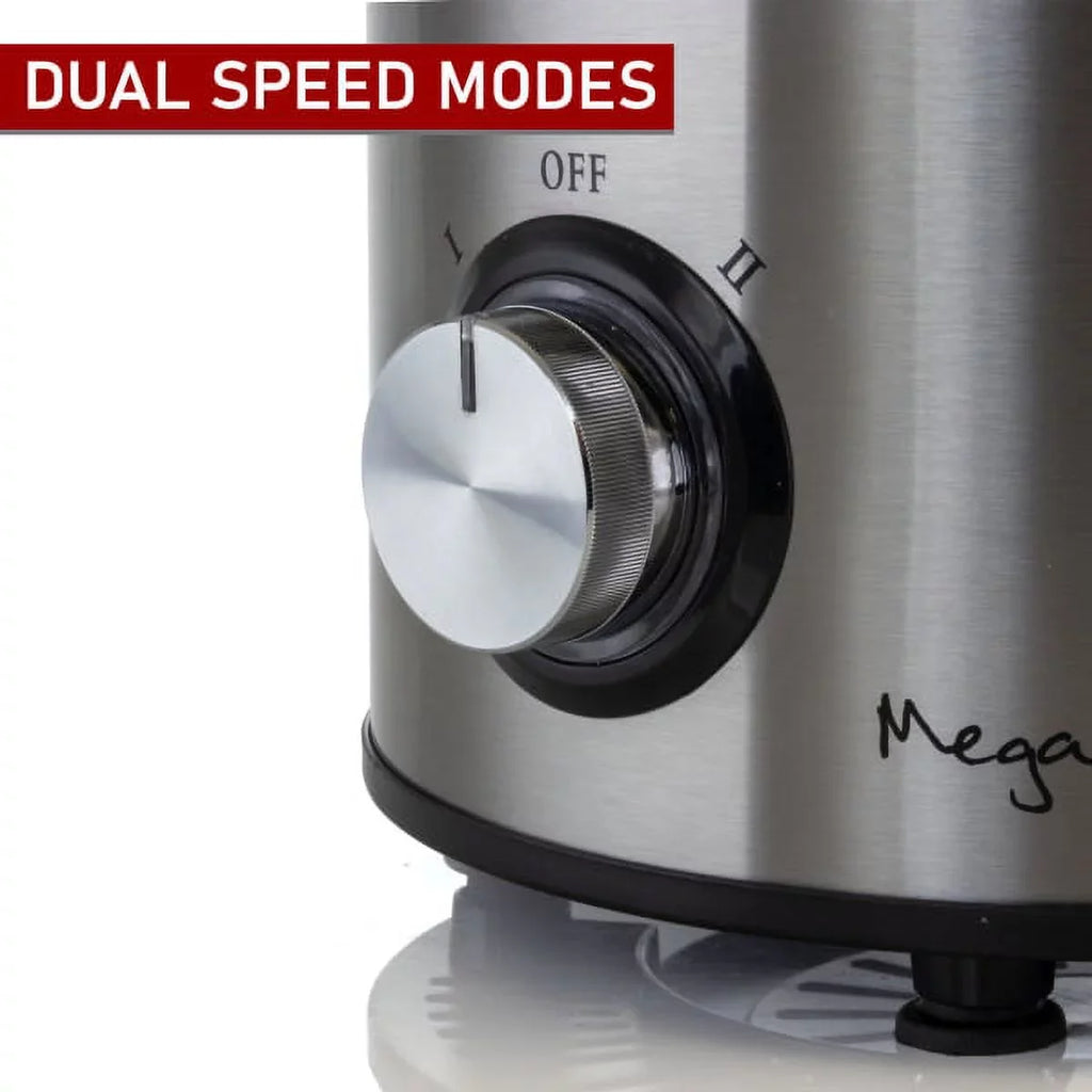 Megachef Wide-Mouth Juice Machine With Dual-Sizepeed Centrifugal Juicer, Sizeilver