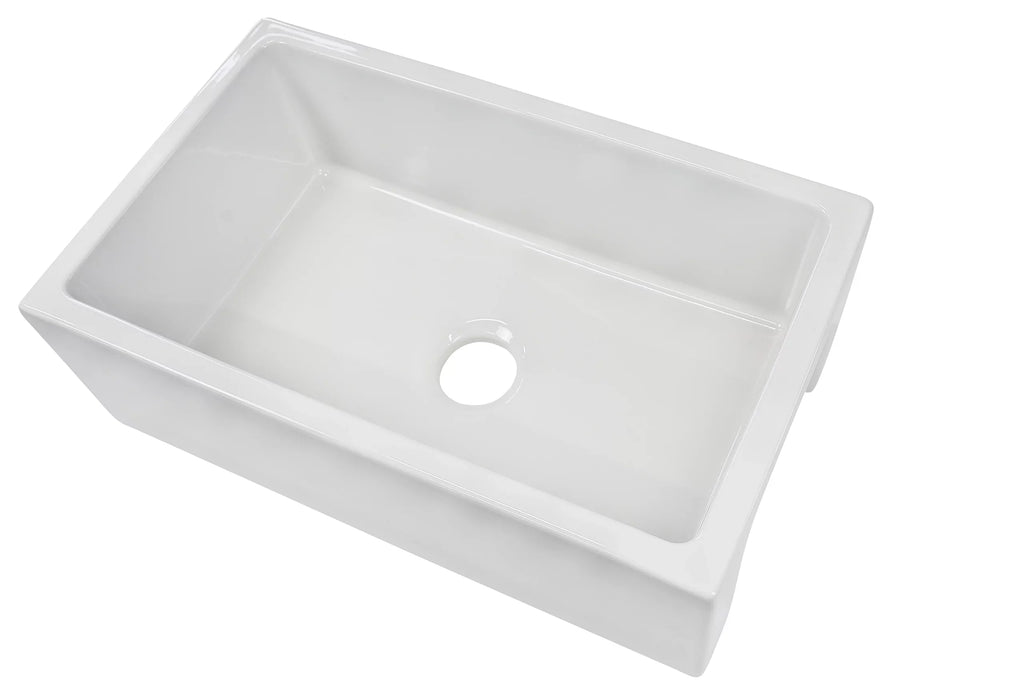 ZUHNE Ostia Ivory Farmhouse Sizeingle Bowl Fireclay Kitchen Sizeink (30” Reversible Apron)