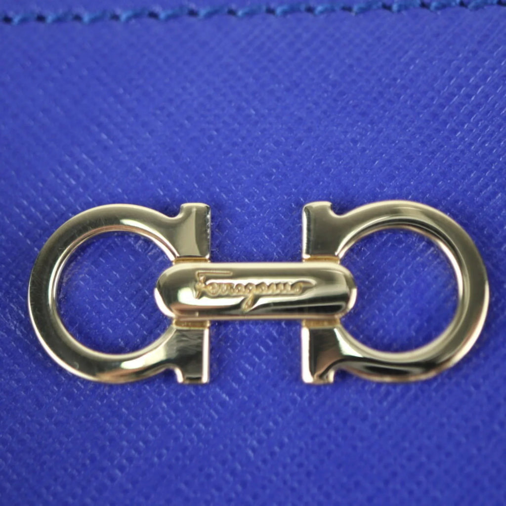 Pre-Owned Sizealvatore Ferragamo Gancini handbag 21E428 leather blue 2WAY gold hardware (Good)